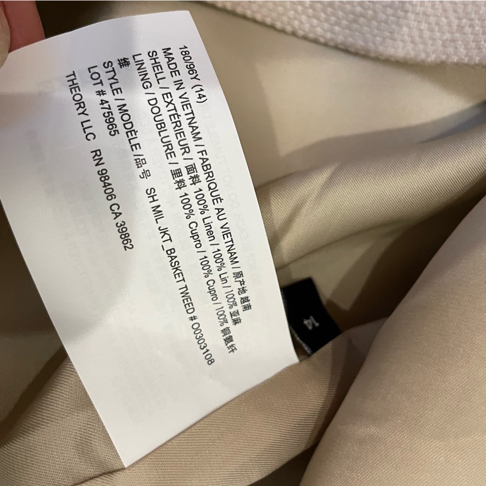 Theory Military Jacket in Basket Weave Linen Size 14 NWT - Picture 12 of 13